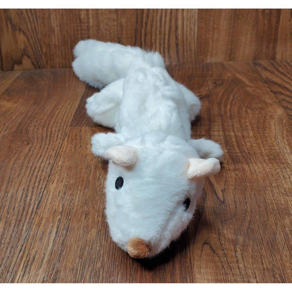 Ferret Squeaker Crinkle 18" Plush Dog Toy White